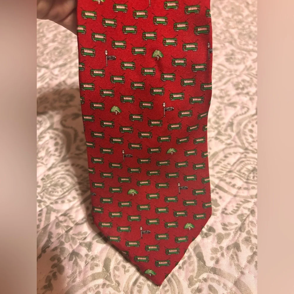 Nola couture Streetcar Raspberry Red men’s tie preowned - Picture 8 of 10